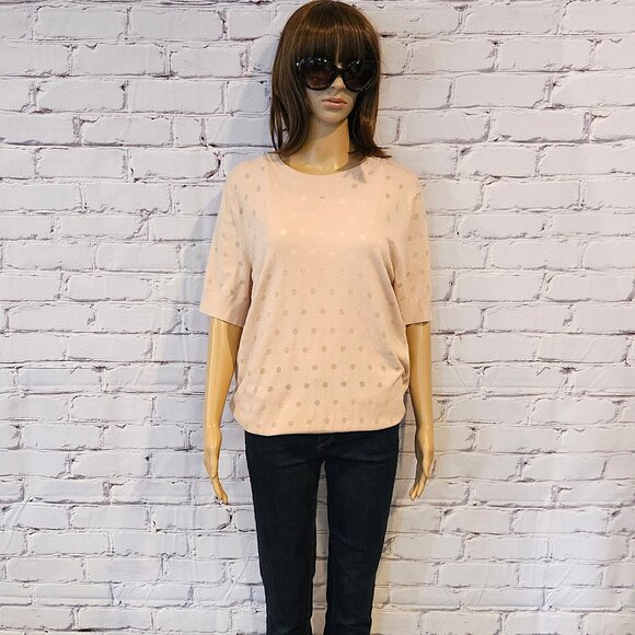 KARL LAGERFELD PARIS - Blush pink polka dot short sleeve sweater - Picture 3 of 10